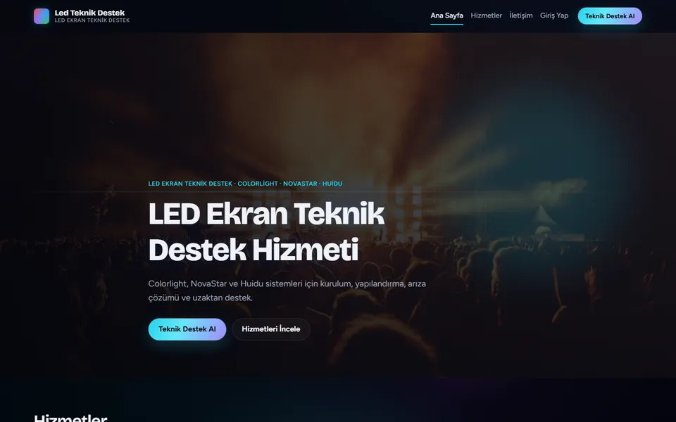 LED Teknik Destek ana sayfası